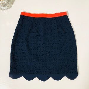 Navy Scalloped Skirt